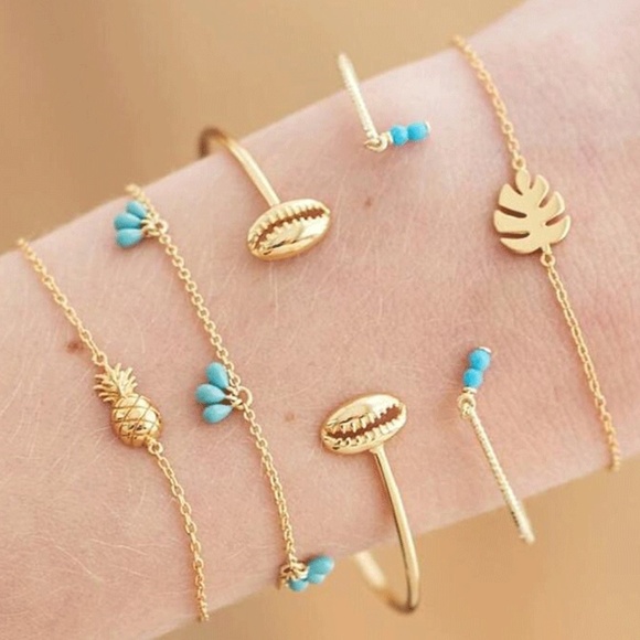 **LILO* 5-Pc Turquoise Bead Pineapple Bracelet Set - Picture 1 of 4